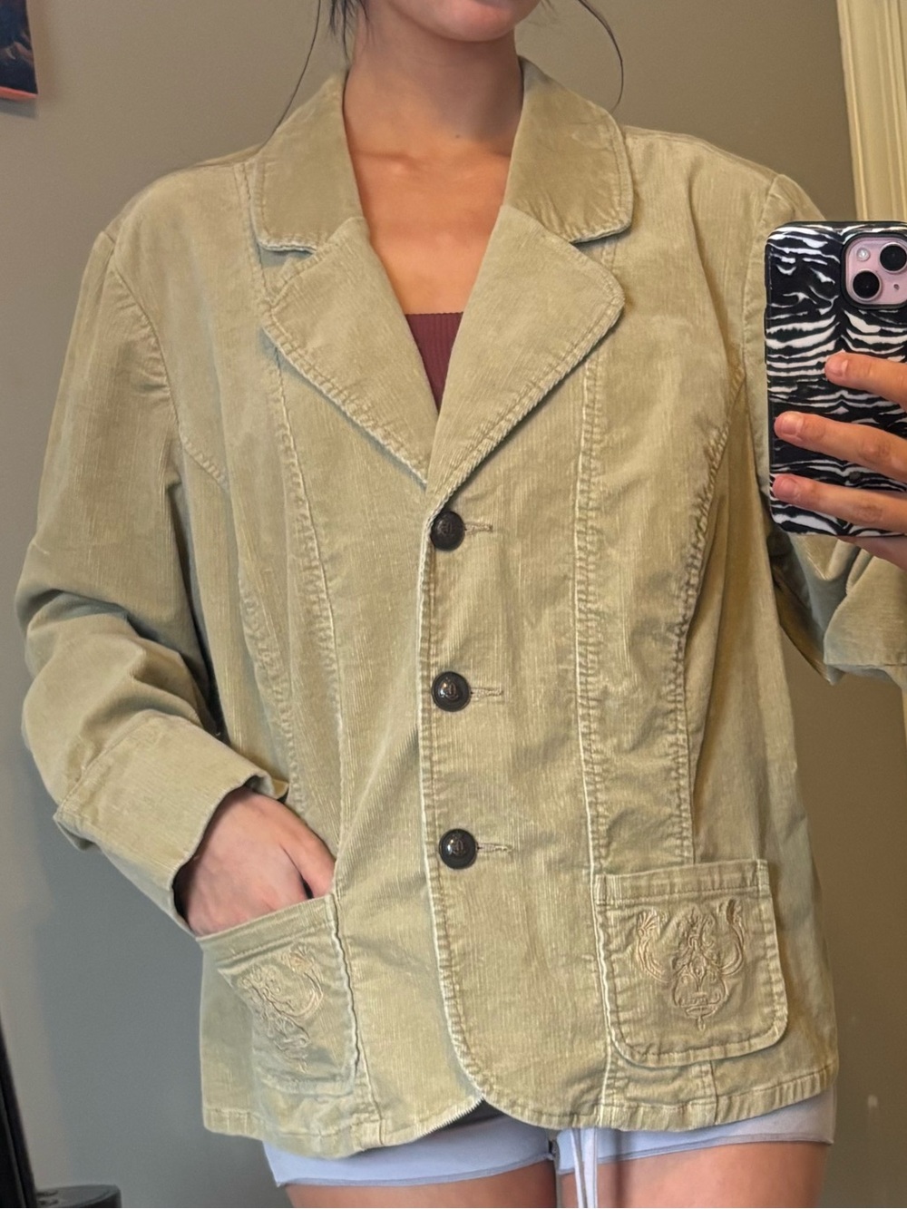 Venezia Corduroy Blazer in Light Tan - Picture 3 of 7